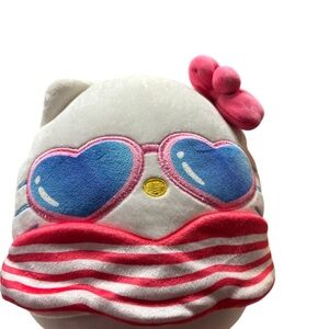 New Sanrio Hello Kitty wearing Sunglasses and Pink Bow Squishmallows Toy Plush